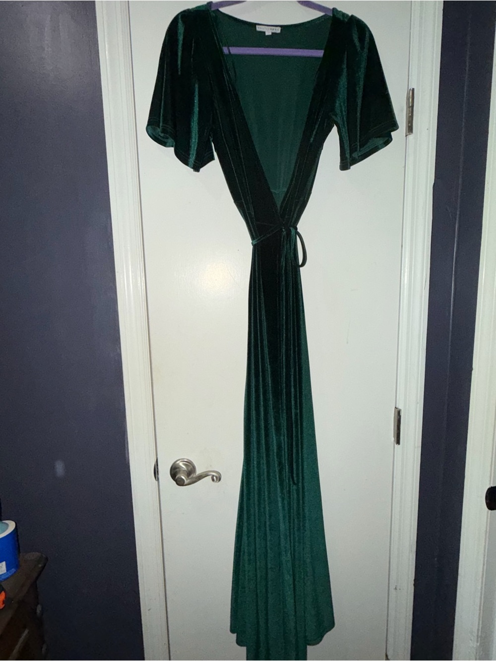 Baltic Born Emerald Green Velvet Wrap Maxi Dress